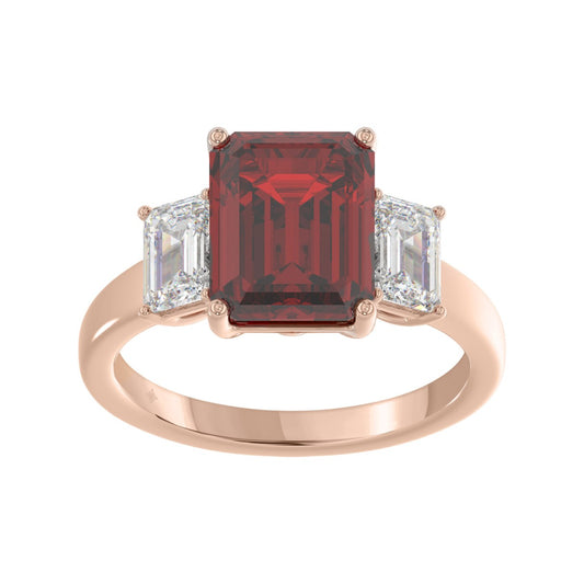 14K ROSE GOLD 5 1/3CT EMERALD DIAMOND LADIES RING (EMERALD RUBY)