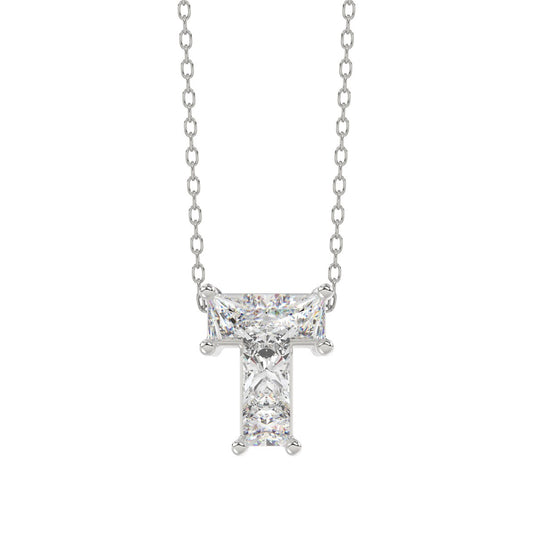 10K WHITE GOLD 1.00CT FANCY CUT ALPHABET DIAMOND LADIES PENDANT WITH CHAIN