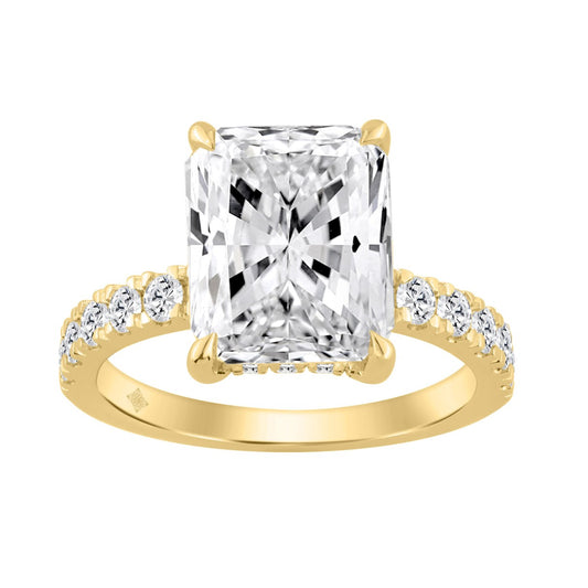 14K YELLOW GOLD 4 3/4CT ROUND/RADIANT DIAMOND LADIES RING (CENTER STONE RADIANT DIAMOND 4CT)