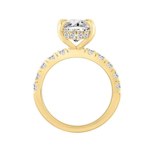 14K YELLOW GOLD 6.00CT ROUND/OVAL DIAMOND LADIES RING (CENTER STONE OVAL DIAMOND 5.00CT)