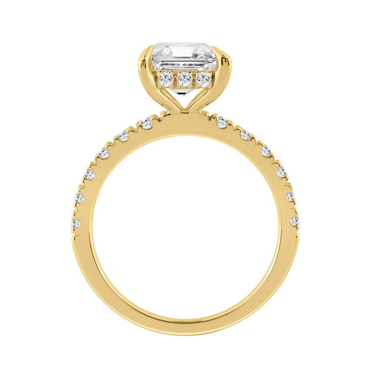 14K YELLOW GOLD 6.00CT ROUND/CUSHION DIAMOND LADIES RING (CENTER STONE CUSHION DIAMOND 5CT)
