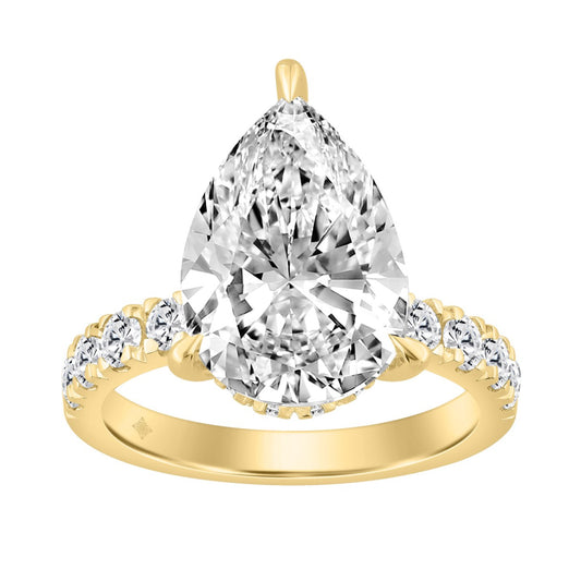 14K YELLOW GOLD 6.00CT ROUND/PEAR DIAMOND LADIES RING (CENTER STONE PEAR DIAMOND 5CT)