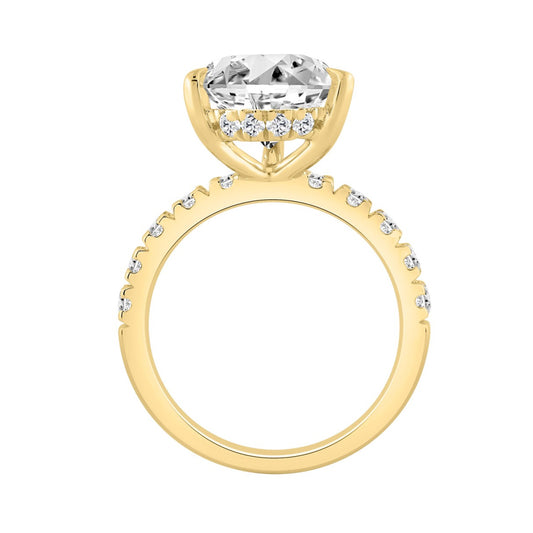 14K YELLOW GOLD 6.00CT ROUND/PEAR DIAMOND LADIES RING (CENTER STONE PEAR DIAMOND 5CT)
