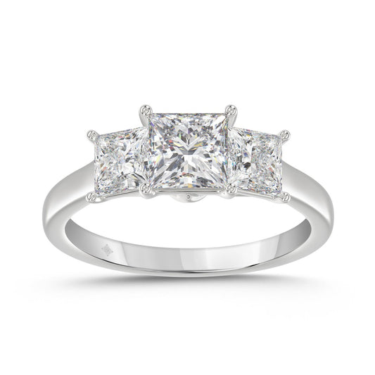 14K WHITE GOLD 2 1/6CT PRINCESS DIAMOND LADIES RING (CENTER STONE PRINCESS DIAMOND 1CT)