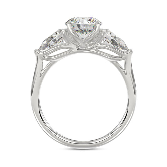 14K WHITE GOLD 2 1/3CT ROUND/PEAR DIAMOND LADIES RING (CENTER STONE ROUND DIAMOND 1 1/4CT)