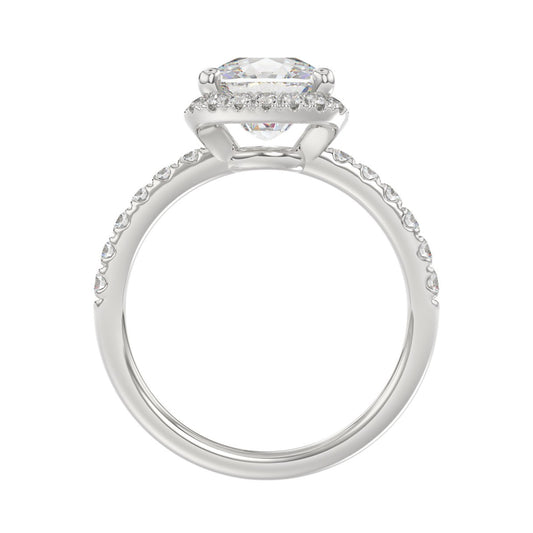 14K WHITE GOLD 4 1/2CT ROUND/CUSHION DIAMOND LADIES RING (CENTER STONE CUSHION DIAMOND 4CT & Color F-G Clarity VS1/VS2)