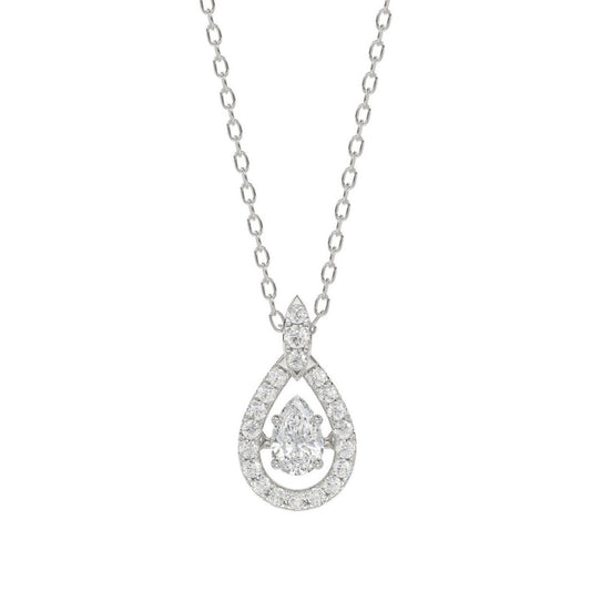 10K WHITE GOLD 3/4CT ROUND/PEAR DIAMOND LADIES PENDANT WITH CHAIN (CENTER STONE PEAR DIAMOND 1/2CT)