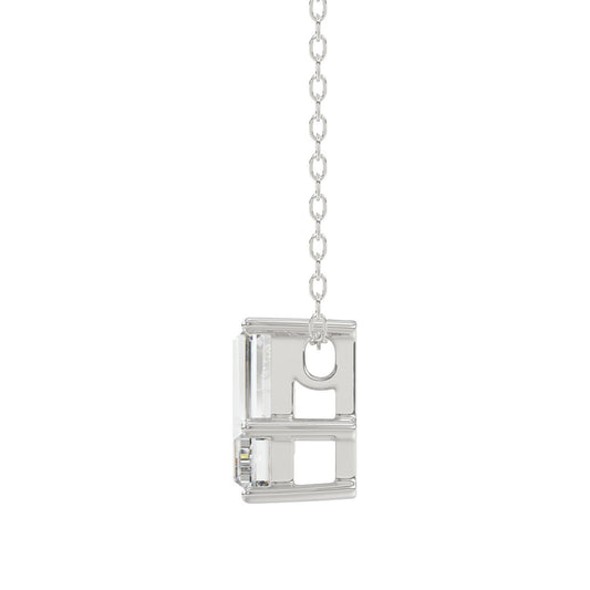14K WHITE GOLD 1 1/3CT FANCY CUT ALPHABET DIAMOND LADIES PENDANT WITH CHAIN