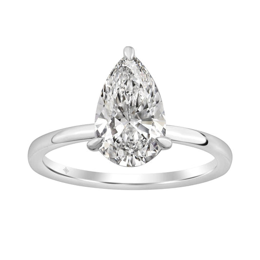 14K WHITE GOLD 2.00CT PEAR/ROUND DIAMOND LADIES RING (CENTER STONE PEAR DIAMOND 2CT)