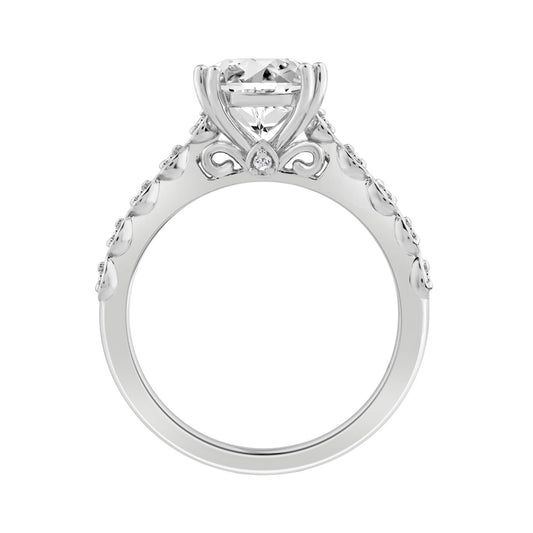 14K WHITE GOLD 3.00CT ROUND/OVAL DIAMOND LADIES RING (CENTER STONE OVAL DIAMOND 3CT)