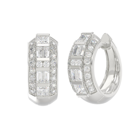 14K WHITE GOLD 1.00CT ROUND/PRINCESS/BAGUETTE DIAMOND LADIES EARRINGS