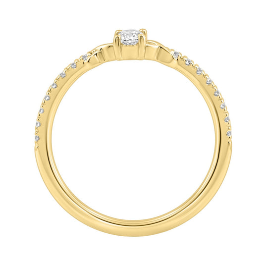 Elegant 10K Yellow Gold Oval Diamond Engagement Ring For Women 3/8 Ct Round & Oval Diamonds 1/4Ct Oval Center Stone (Color F-G -Clarity Vs1/Vs2)