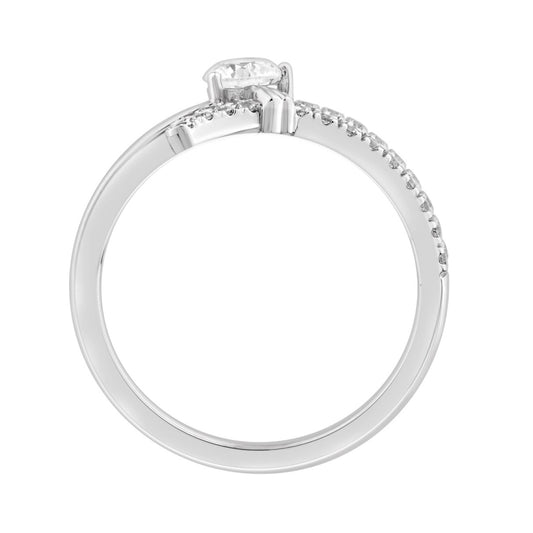 Ladies 10K White Gold Round Diamond Ring 1/2Ct Round Brilliant Engagement Fashion Ring (Color F-G -Clarity Vs1/Vs2)