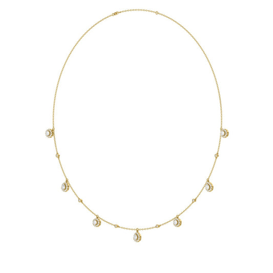 14K YELLOW GOLD 1.00CT ROUND/PEAR DIAMOND LADIES NECKLACE