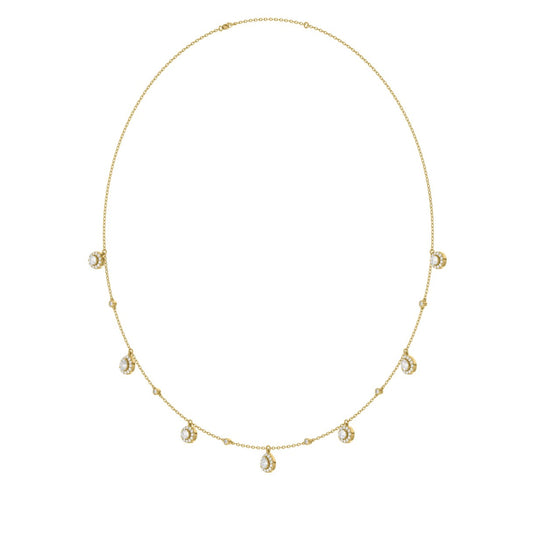14K YELLOW GOLD 1.00CT ROUND/PEAR DIAMOND LADIES NECKLACE