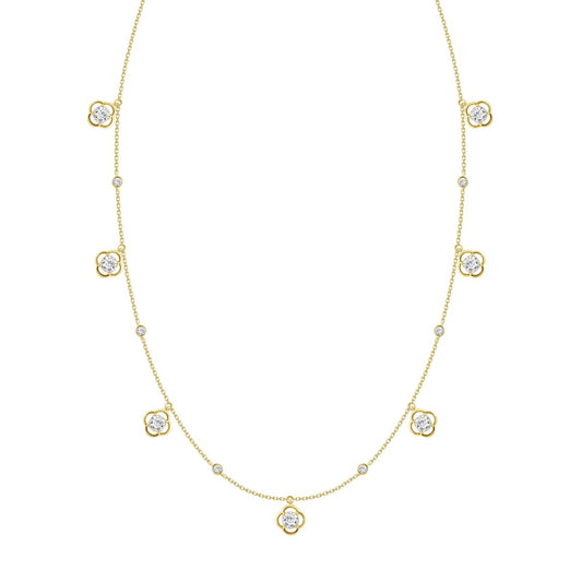 14K YELLOW GOLD 1 1/2CT ROUND DIAMOND LADIES NECKLACE