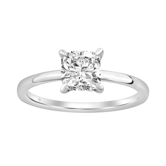 14K WHITE GOLD 2.00CT ROUND/CUSHION DIAMOND LADIES RING (CENTER STONE CUSHION DIAMOND 2CT)