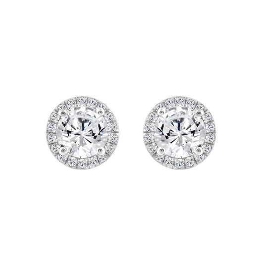 14K WHITE GOLD 2 1/4CT ROUND DIAMOND LADIES EARRINGS