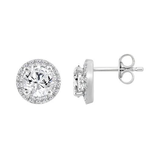 14K WHITE GOLD 2 1/4CT ROUND DIAMOND LADIES EARRINGS