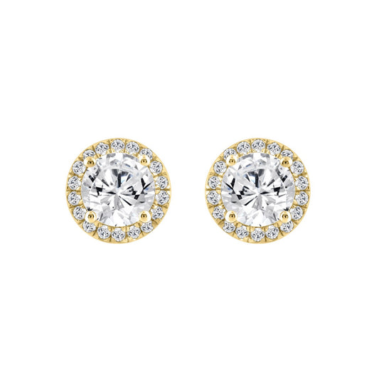 14K YELLOW GOLD 2 1/4CT ROUND DIAMOND LADIES EARRINGS