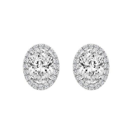 14K WHITE GOLD 2 1/4CT ROUND/OVAL DIAMOND LADIES EARRINGS