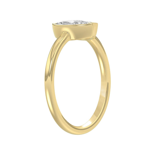 Elegant ColleCTions Linked Hearts Ladies Ring 10K Yellow Gold 3/4CT Marquise Lab Grown Diamond (Color F-G -Clarity VS1/VS2)