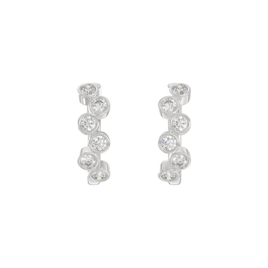 Elegant Ladies 10K White Gold 3/4Ct Round Lab Grown Diamond Fancy Hoop Earrings (Color F-G -Clarity Vs1/Vs2)