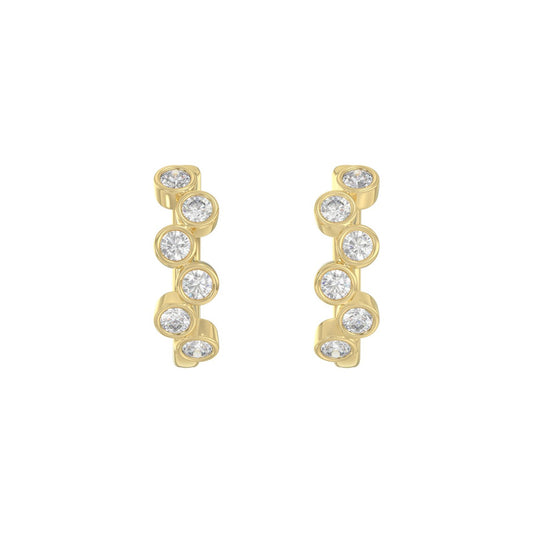 Elegant Ladies 10K Yellow Gold 3/4CT Round Lab Grown Diamond Fancy Hoop Earrings (Color F-G -Clarity VS1/VS2)