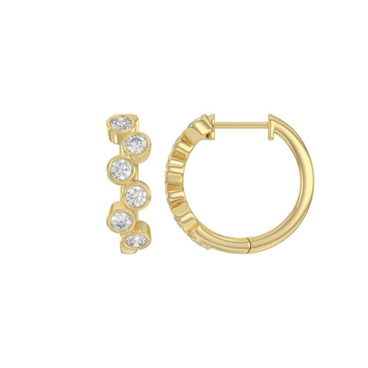 Elegant Ladies 10K Yellow Gold 3/4CT Round Lab Grown Diamond Fancy Hoop Earrings (Color F-G -Clarity VS1/VS2)