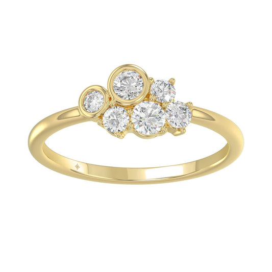 Classic 10K Yellow Gold Round Lab Grown Diamond ladies Ring 1/2CT (Color F-G -Clarity VS1/VS2)