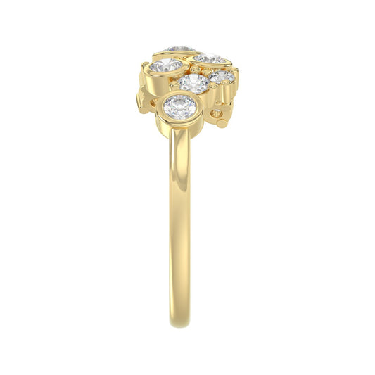 Classic 10K Yellow Gold Round Lab Grown Diamond Ladies Fashion Ring 3/4Ct (Color F-G -Clarity Vs1/Vs2)