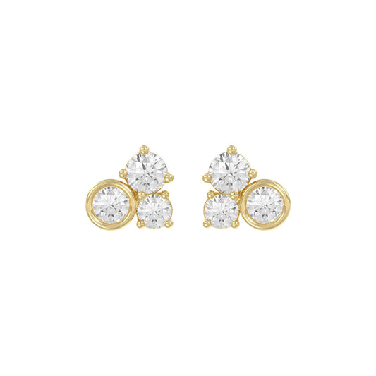 Classic 10K Yellow Gold Round Lab Grown Diamond Ladies Fashion Earring 3/4Ct (Color F-G -Clarity Vs1/Vs2)