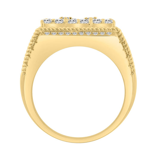 14K YELLOW GOLD 1 3/4CT ROUND DIAMOND MEN'S RING