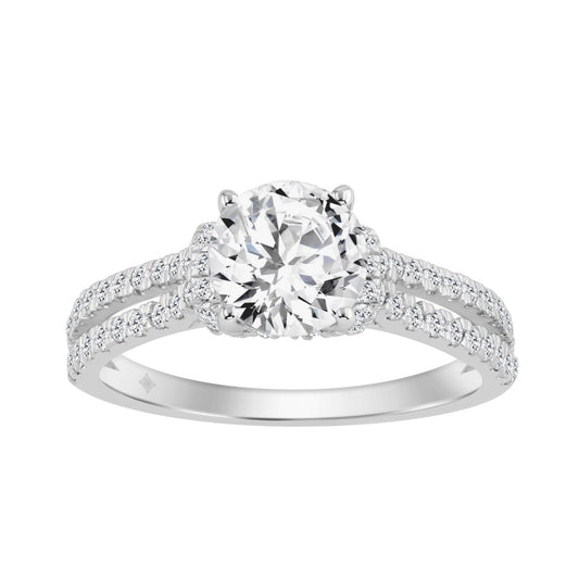 14K WHITE GOLD 1 1/2CT ROUND DIAMOND LADIES BRIDAL RING (CENTER STONE ROUND DIAMOND 1CT)