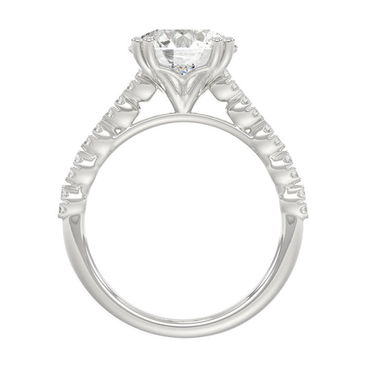 Ladies 14K White Gold Ladies Elegance- Bridal Set 3 1/3CT Round Diamond 3.00CT Round Center stone (Color F-G -Clarity VS1/VS2)