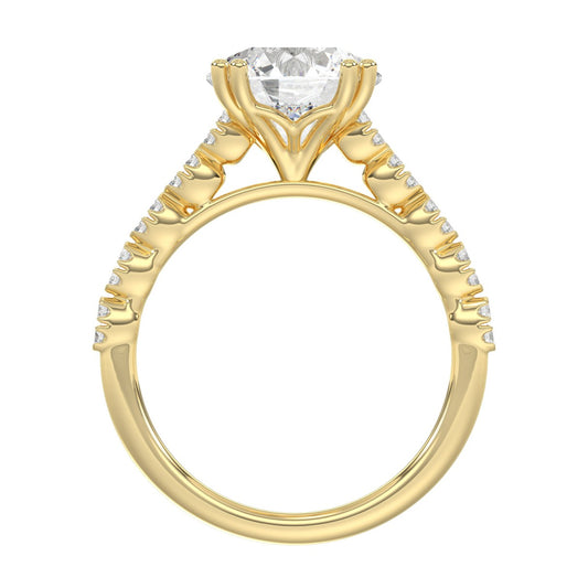 Ladies 14K Yellow Gold Ladies Elegance- Bridal Set 3 1/3CT Round Diamond 3.00CT Round Center stone (Color F-G -Clarity VS1/VS2)