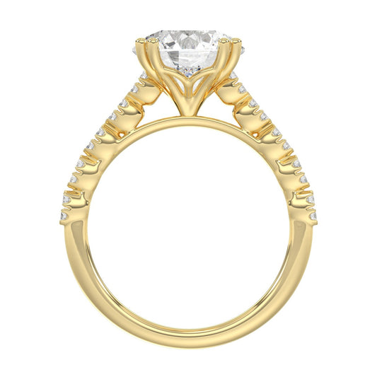 Ladies 14K Yellow Gold Ladies Elegance- Bridal Set 3 1/3CT Round Diamond 3.00CT Round Center stone (Color F-G -Clarity VS1/VS2)