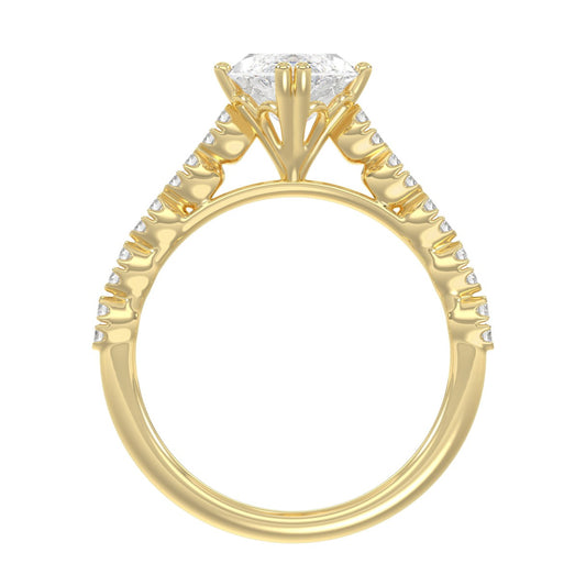 Ladies 14K Yellow Gold Ladies Elegance- Bridal Set 3 1/3CT Round & Marquise Diamonds 3.00CT Marquise Center stone (Color F-G -Clarity VS1/VS2)