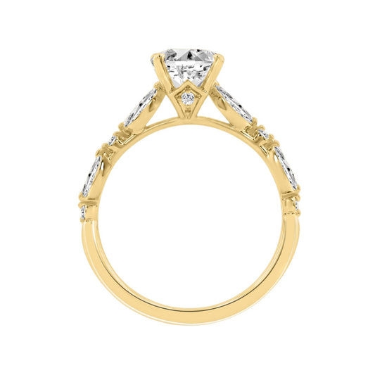 14K Yellow Gold Oval Diamond Ring 2 1/2CT With Round & Marquise Diamonds 2.00CT Oval Center stone (Color F-G Clarity VS1/VS2)