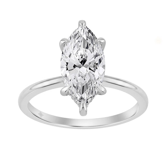14K WHITE GOLD 2.00CT MARQUISE/ROUND DIAMOND LADIES RING (CENTER STONE MARQUISE DIAMOND 2.00CT)