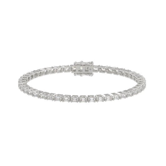 Luxury Emerald Shape Diamond Ladies Tennis Bracelet in 14K White Gold 4 1/2CT (Color F-G -Clarity VS1/VS2)
