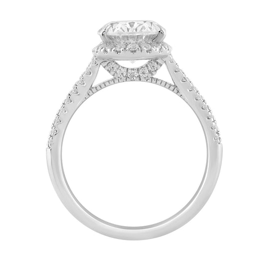 Luxury 14K White Gold 3 1/2Ct Round & Oval Lab-Grown Diamond Halo Ring Elegant Bridal Engagement Ring For Women 3Ct Oval Center Stone (Color F-G -Clar
