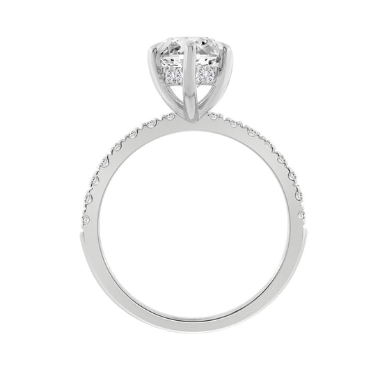 14K WHITE GOLD 3 1/2CT MARQUISE/ROUND DIAMOND LADIES RING (CENTER STONE MARQUISE DIAMOND 3CT)