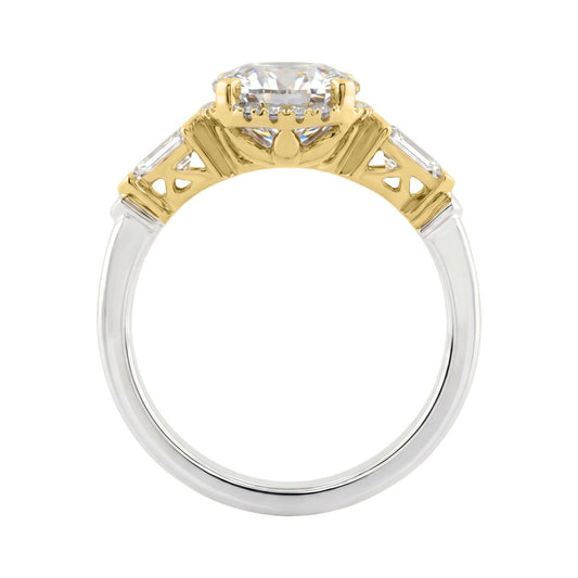14K White/Yellow Gold 2 1/2Ct Round & Pear Cut Diamond Halo Bridal Ring Engagement Ring For Women 2Ct Round Center Stone (Color F-G -Clarity Vs1/Vs2)