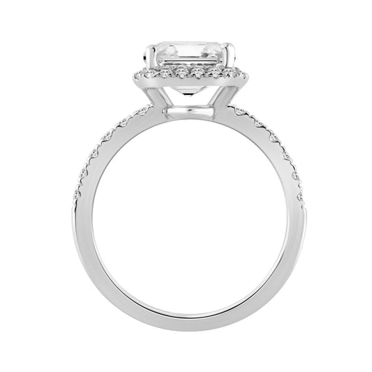 Ladies 14K White Gold Ladies Elegance-Ring 4 1/2CT Round & Radiant Lab Grown Cut Diamond 4.00CT Radiant Center stone (Color F-G -Clarity VS1/VS2)