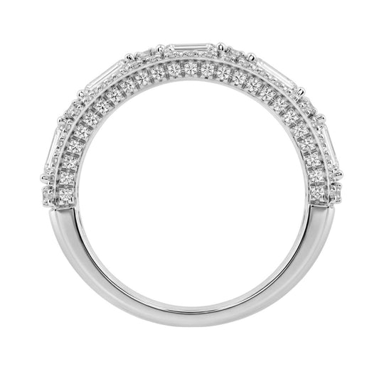 Luxury 2.00Ct 14K White Gold Lab-Grown Diamond Anniversary Ladies Ring Radiant Center & Round Side Diamonds (Color F-G -Clarity Vs1/Vs2)
