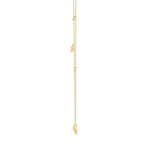 Elegant 10K Yellow Gold 1/3Ct Ladies Necklace Round Diamond Accents Butterfly And Star Charms