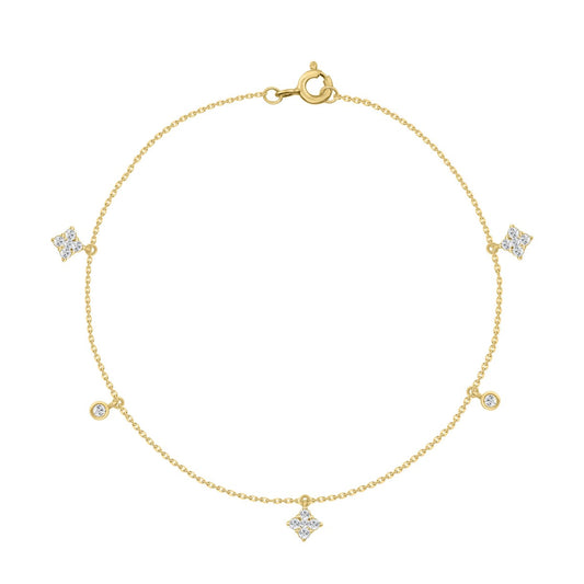 10K Yellow Gold 1/3Ct Round Diamond Bracelet For Ladies Elegant Luxury Jewelry