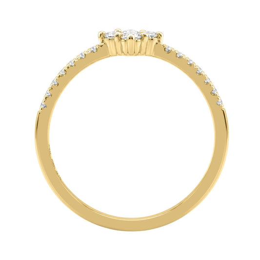10K Yellow Gold 1/4Ct Round Diamond Classic Ring For Women Elegant Everyday Jewelry