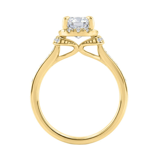 14K Yellow Gold 2 1/2Ct Elongated Cushion Cut Diamond Halo Engagement Ring With Round Diamonds Bridal Ring For Women 2Ct Cushion Center Stone (Color F-G -Clarity Vs1/Vs2)